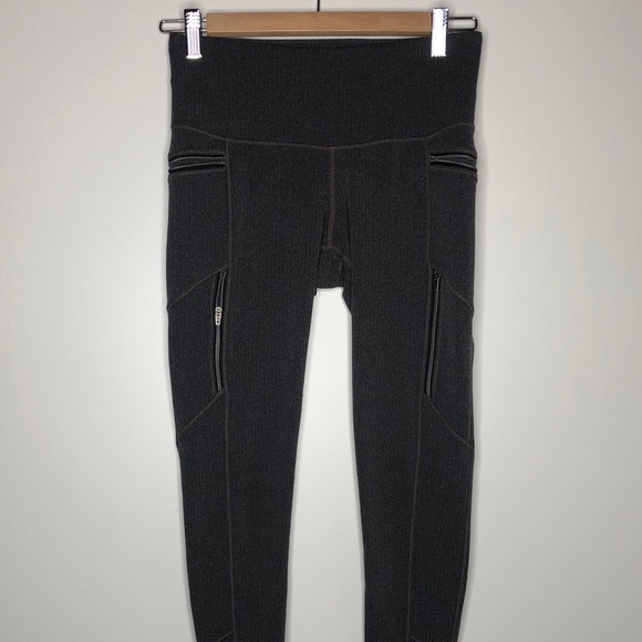 Athleta Gray Herringbone Athletic Leggings - Picture 2 of 5